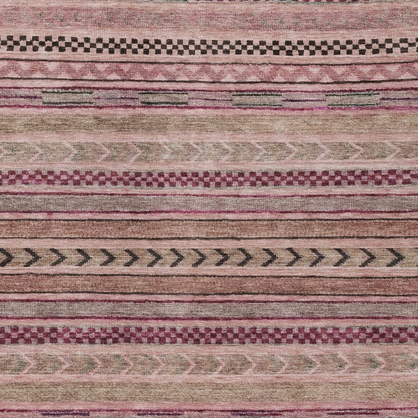HomeRoots 5' Washable Pink and Taupe Striped Area Rug for Indoor and Outdoor Spaces - Durable, Soft, Stylish 8' X 10' 615353