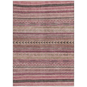 HomeRoots 5' Washable Pink and Taupe Striped Area Rug for Indoor and Outdoor Spaces - Durable, Soft, Stylish 8' X 10' 615353