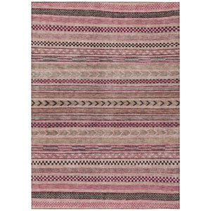 HomeRoots 5' Washable Pink and Taupe Striped Area Rug for Indoor and Outdoor Spaces - Durable, Soft, Stylish 9' X 12' 615354