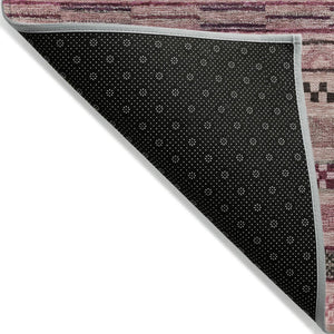 HomeRoots 5' Washable Pink and Taupe Striped Area Rug for Indoor and Outdoor Spaces - Durable, Soft, Stylish 9' X 12' 615354