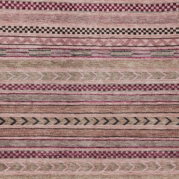 HomeRoots 5' Washable Pink and Taupe Striped Area Rug for Indoor and Outdoor Spaces - Durable, Soft, Stylish 9' X 12' 615354