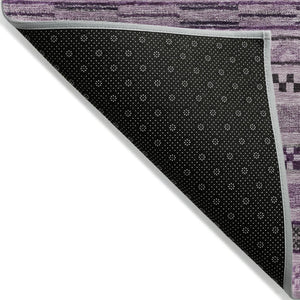 HomeRoots 5' Stylish Plum and Lilac Striped Washable Area Rug for Indoor and Outdoor Spaces, Easy Care 8' X 10' 615359