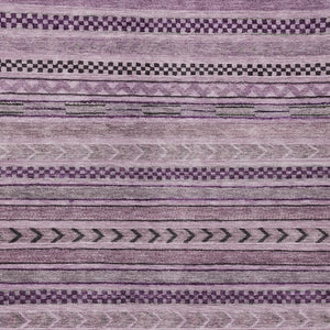 HomeRoots 5' Stylish Plum and Lilac Striped Washable Area Rug for Indoor and Outdoor Spaces, Easy Care 8' X 10' 615359