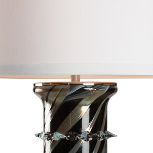 Wildwood Belluci Handblown Italian Glass Table Lamp With Black-Pale Blue Swirl, Crystal Bands & Nickel Finish 61536