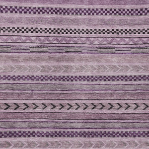 HomeRoots 5' Stylish Plum and Lilac Striped Washable Area Rug for Indoor and Outdoor Spaces, Easy Care 10' X 14' 615361
