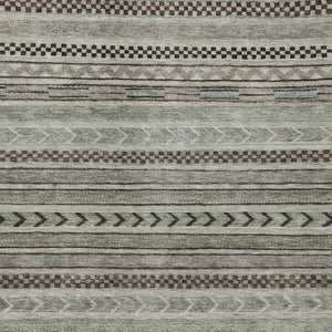 HomeRoots 5' Stylish Taupe and Brown Striped Washable Area Rug for Indoor and Outdoor Versatile Use 5' X 8' 615375