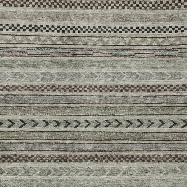 HomeRoots 5' Stylish Taupe and Brown Striped Washable Area Rug for Indoor and Outdoor Versatile Use 5' X 8' 615375