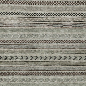 HomeRoots 5' Stylish Taupe and Brown Striped Washable Area Rug for Indoor and Outdoor Versatile Use 8' X 10' 615377
