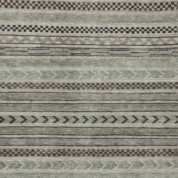 HomeRoots 5' Stylish Taupe and Brown Striped Washable Area Rug for Indoor and Outdoor Versatile Use 8' X 10' 615377