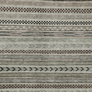 HomeRoots 5' Stylish Taupe and Brown Striped Washable Area Rug for Indoor and Outdoor Versatile Use 10' X 14' 615379