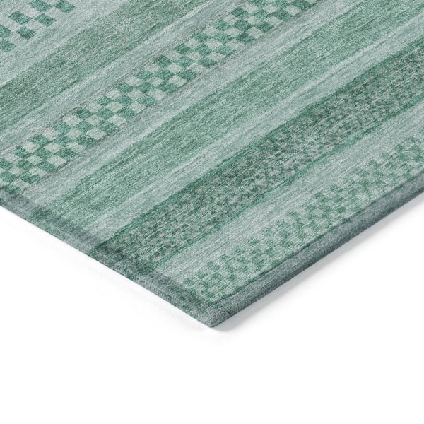 HomeRoots 5' Durable Turquoise and Aqua Striped Indoor Outdoor Area Rug for Easy Care and High Traffic Spaces 5' X 8' 615381