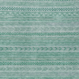 HomeRoots 5' Durable Turquoise and Aqua Striped Indoor Outdoor Area Rug for Easy Care and High Traffic Spaces 5' X 8' 615381