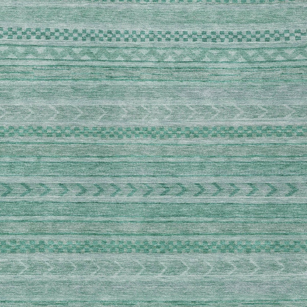 HomeRoots 5' Durable Turquoise and Aqua Striped Indoor Outdoor Area Rug for Easy Care and High Traffic Spaces 5' X 8' 615381