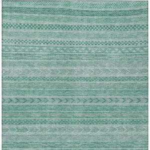 HomeRoots 5' Durable Turquoise and Aqua Striped Indoor Outdoor Area Rug for Easy Care and High Traffic Spaces 8' X 10' 615383