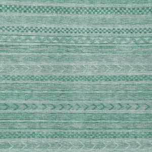 HomeRoots 5' Durable Turquoise and Aqua Striped Indoor Outdoor Area Rug for Easy Care and High Traffic Spaces 9' X 12' 615384