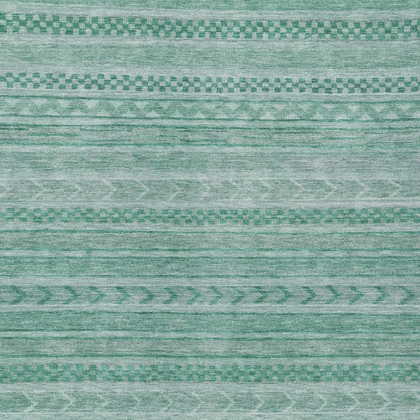 HomeRoots 5' Durable Turquoise and Aqua Striped Indoor Outdoor Area Rug for Easy Care and High Traffic Spaces 9' X 12' 615384