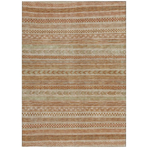 HomeRoots 5' Terra Cotta and Rust Striped Area Rug – Durable, Washable Design for Indoor and Outdoor Spaces 5' X 8' 615387