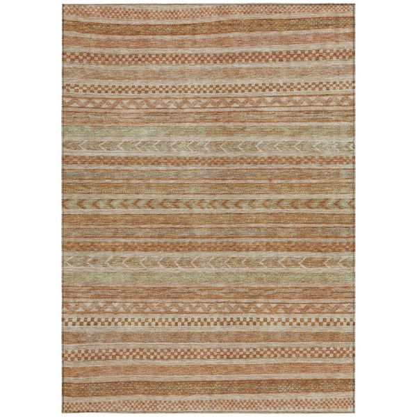 HomeRoots 5' Terra Cotta and Rust Striped Area Rug – Durable, Washable Design for Indoor and Outdoor Spaces 5' X 8' 615387