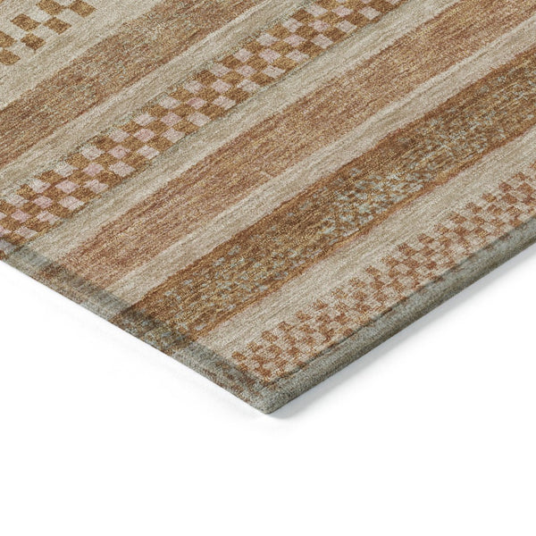HomeRoots 5' Terra Cotta and Rust Striped Area Rug – Durable, Washable Design for Indoor and Outdoor Spaces 5' X 8' 615387