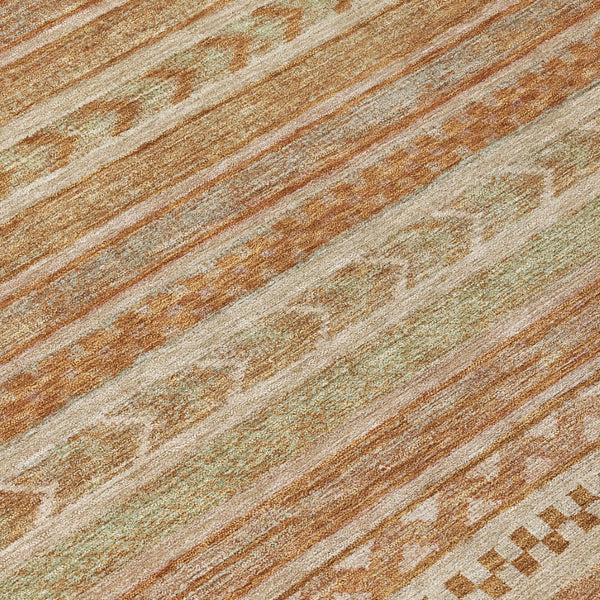 HomeRoots 5' Terra Cotta and Rust Striped Area Rug – Durable, Washable Design for Indoor and Outdoor Spaces 8' Round 615388