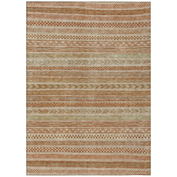 HomeRoots 5' Terra Cotta and Rust Striped Area Rug – Durable, Washable Design for Indoor and Outdoor Spaces 8' X 10' 615389
