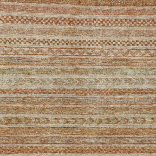 HomeRoots 5' Terra Cotta and Rust Striped Area Rug – Durable, Washable Design for Indoor and Outdoor Spaces 8' X 10' 615389