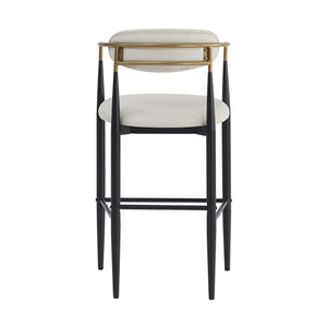 English Elm Christopher Knight Home® - Barstools Set Of 2 - Modern Upholstered Kitchen Stools With Back, Beige Faux Leather & Black Legs N779P248198P