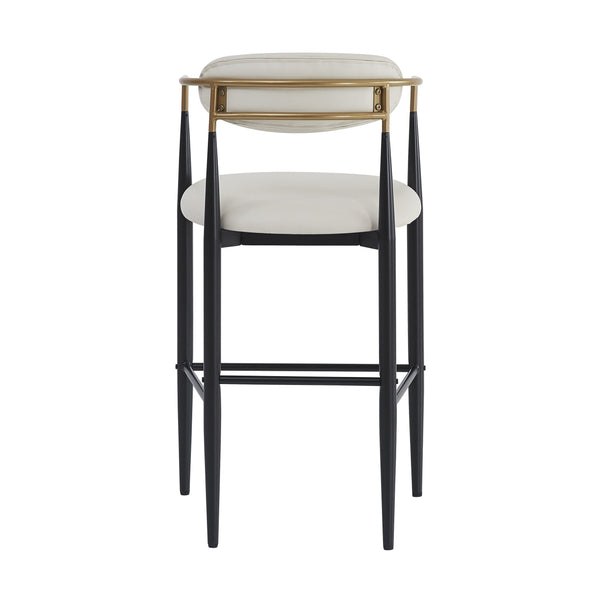 English Elm Christopher Knight Home® - Barstools Set Of 2 - Modern Upholstered Kitchen Stools With Back, Beige Faux Leather & Black Legs N779P248198P