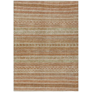 HomeRoots 5' Terra Cotta and Rust Striped Area Rug – Durable, Washable Design for Indoor and Outdoor Spaces 9' X 12' 615390