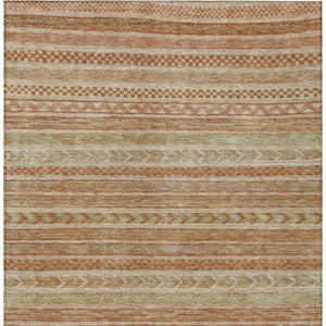 HomeRoots 5' Terra Cotta and Rust Striped Area Rug – Durable, Washable Design for Indoor and Outdoor Spaces 10' X 14' 615391
