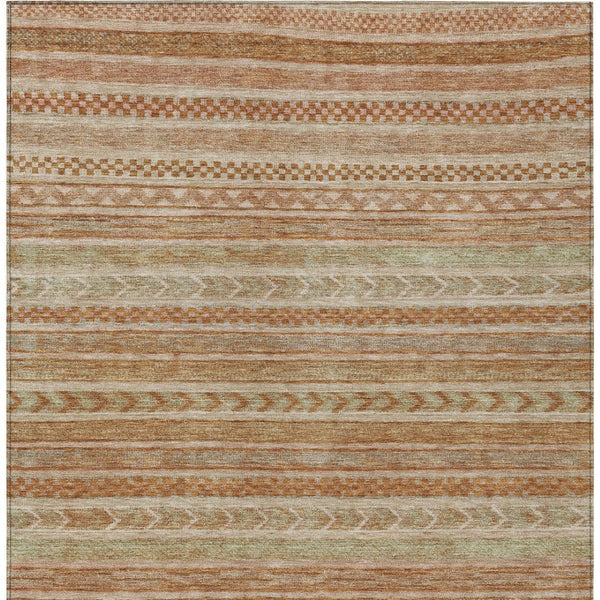 HomeRoots 5' Terra Cotta and Rust Striped Area Rug – Durable, Washable Design for Indoor and Outdoor Spaces 10' X 14' 615391