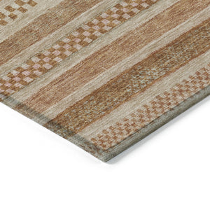 HomeRoots 5' Terra Cotta and Rust Striped Area Rug – Durable, Washable Design for Indoor and Outdoor Spaces 10' X 14' 615391