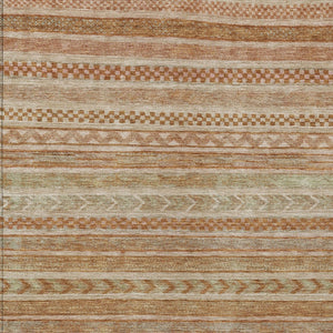 HomeRoots 5' Terra Cotta and Rust Striped Area Rug – Durable, Washable Design for Indoor and Outdoor Spaces 10' X 14' 615391