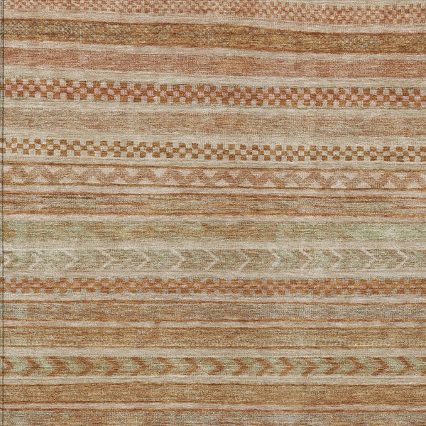 HomeRoots 5' Terra Cotta and Rust Striped Area Rug – Durable, Washable Design for Indoor and Outdoor Spaces 10' X 14' 615391