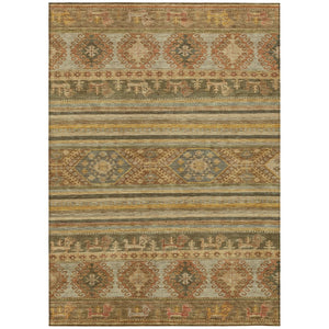 HomeRoots 5' Durable Tribal Area Rug in Beige, Taupe & Gold - Washable, Stylish for Indoor & Outdoor Use 5' X 8' 615393