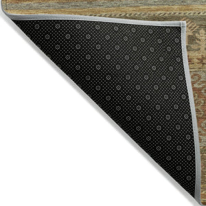 HomeRoots 5' Durable Tribal Area Rug in Beige, Taupe & Gold - Washable, Stylish for Indoor & Outdoor Use 5' X 8' 615393