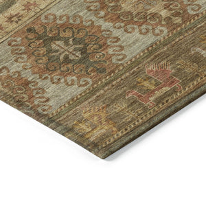 HomeRoots 5' Durable Tribal Area Rug in Beige, Taupe & Gold - Washable, Stylish for Indoor & Outdoor Use 5' X 8' 615393