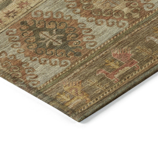 HomeRoots 5' Durable Tribal Area Rug in Beige, Taupe & Gold - Washable, Stylish for Indoor & Outdoor Use 8' X 10' 615395