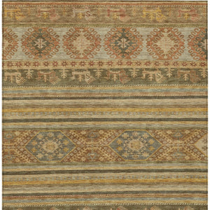 HomeRoots 5' Durable Tribal Area Rug in Beige, Taupe & Gold - Washable, Stylish for Indoor & Outdoor Use 9' X 12' 615396