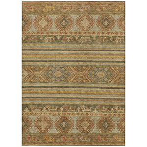 HomeRoots 5' Durable Tribal Area Rug in Beige, Taupe & Gold - Washable, Stylish for Indoor & Outdoor Use 10' X 14' 615397