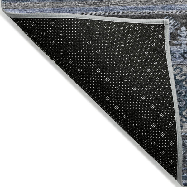 HomeRoots 5' Stylish Blue Gray Tribal Washable Area Rug for Indoor and Outdoor Use – Durable, Easy-Clean Design 5' X 8' 615399