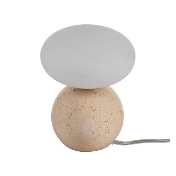 Wildwood Aruna Sculptural Travertine Lamp With Alabaster Shade — Warm Ambient Light For Bedside & Console Decor 61540