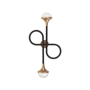 Wildwood Newton Sculptural Sconce With Black Leather Loops, Antique Brass Accents & Soft Ambient Glow For Entryways 61541
