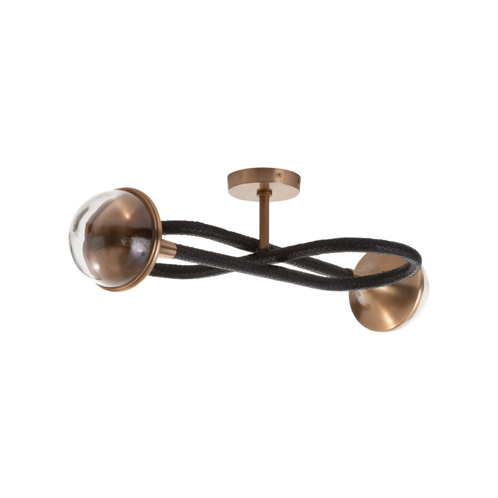 Wildwood Newton Sculptural Sconce With Black Leather Loops, Antique Brass Accents & Soft Ambient Glow For Entryways 61541
