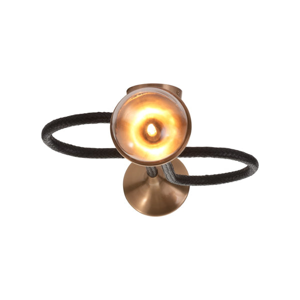 Wildwood Newton Sculptural Sconce With Black Leather Loops, Antique Brass Accents & Soft Ambient Glow For Entryways 61541