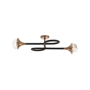 Wildwood Newton Sculptural Sconce With Black Leather Loops, Antique Brass Accents & Soft Ambient Glow For Entryways 61541