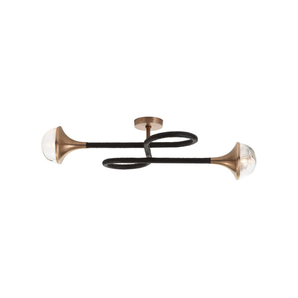 Wildwood Newton Sculptural Sconce With Black Leather Loops, Antique Brass Accents & Soft Ambient Glow For Entryways 61541