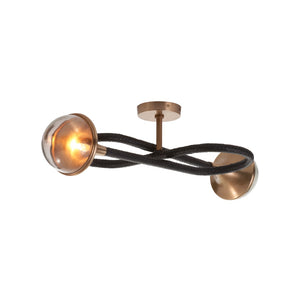 Wildwood Newton Sculptural Sconce With Black Leather Loops, Antique Brass Accents & Soft Ambient Glow For Entryways 61541