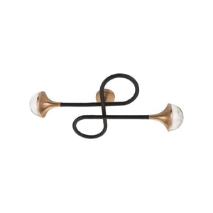 Wildwood Newton Sculptural Sconce With Black Leather Loops, Antique Brass Accents & Soft Ambient Glow For Entryways 61541