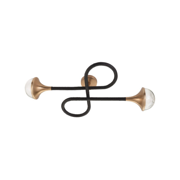 Wildwood Newton Sculptural Sconce With Black Leather Loops, Antique Brass Accents & Soft Ambient Glow For Entryways 61541